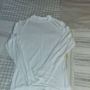 Lightweight White Long Sleeve Mock Neck Top